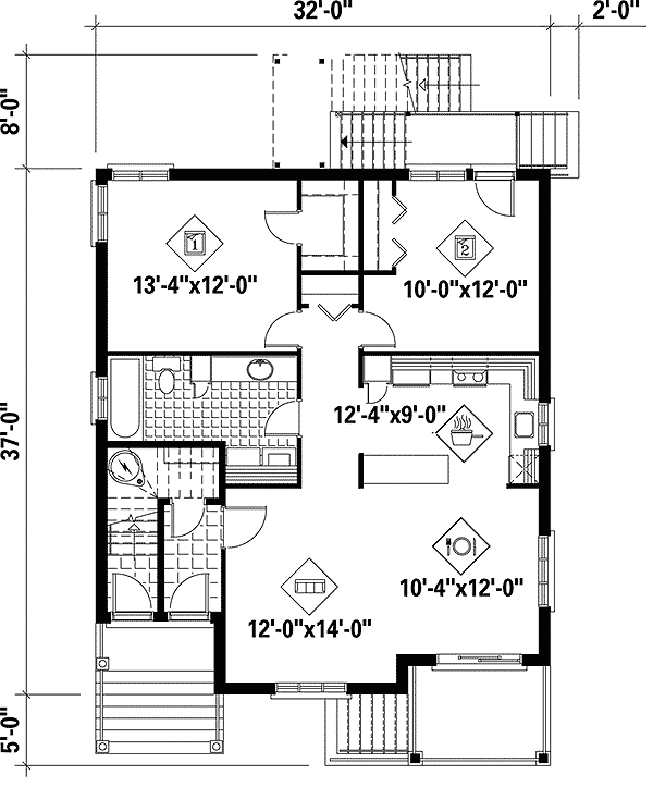 Plan 80587PM: 3 Family Home Plan - Floor Plan - Main Level