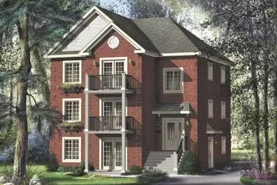 3-Family House Plan with Full Floor Units - 3 Beds - 1 Bath - 1255 Square Feet