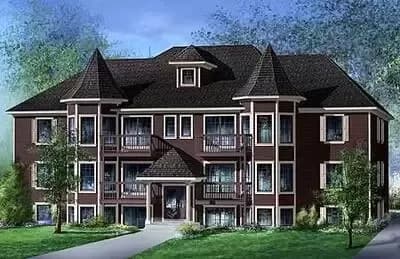 12 Unit Multiplex House Plan - All 2 Bed 1 Bath Units Under 1100 Square Feet