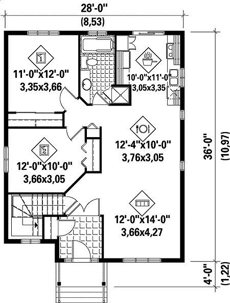 Plan 80628PM: Simple Open House Plan - Floor Plan - Main Level - Cottage, Traditional