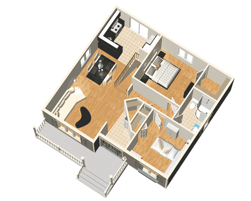Plan 80630PM: Lovely Two-Bedroom Home Plan - Floor Plan - Main Level - Country, Ranch