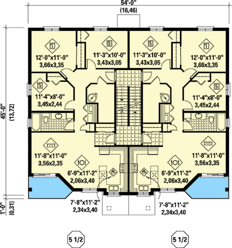 Plan 80655PM: 6-Unit House Plan with Open Floor Plan - Floor Plan - 2nd Floor