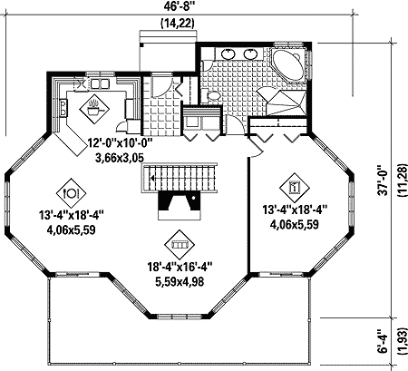 Plan 80657PM: Cottage Home Plan with Views - Floor Plan - Main Level - Cottage, Mountain, Vacation