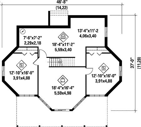 Plan 80657PM: Cottage Home Plan with Views - Floor Plan - Basement - Cottage, Mountain, Vacation