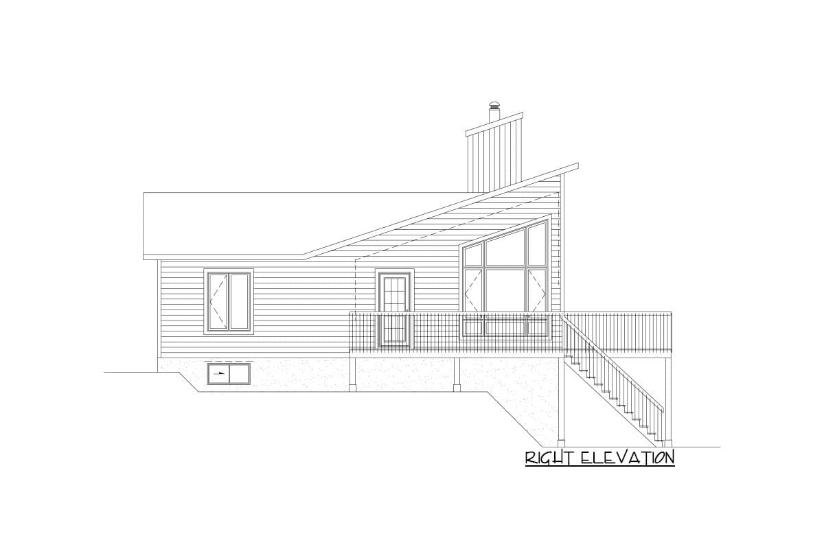 Plan 80673PM: Rustic Modern 1100 Square Foot Lake House Plan - Image #4 - Contemporary, Mid Century Modern, Modern, Mountain