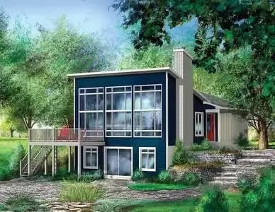 Rustic Modern 1100 Square Foot Lake House Plan