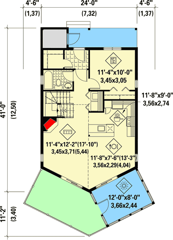 Plan 80683PM: Vacation Home Plan with Private Master Suite Deck - Floor Plan - Main Level - Contemporary, Cottage, Mountain, Vacation