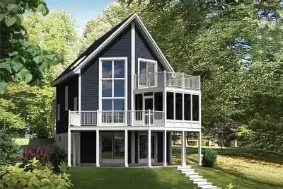 Vacation Home Plan with Private Master Suite Deck