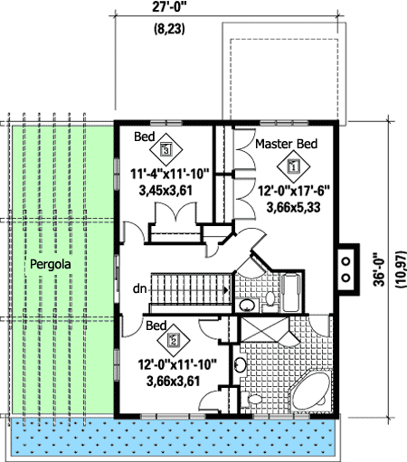 Plan 80692PM: Second Story Pergola - Floor Plan - 2nd Floor - Country, Vacation