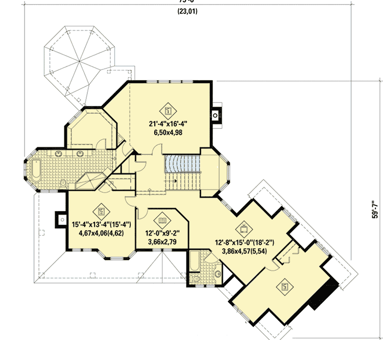 Plan 80709PM: Porches, Deck and Sunroom - Floor Plan - 2nd Floor - Traditional, Victorian