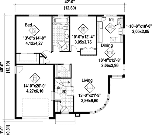 Plan 80719PM: Split-Level European Home Plan - Floor Plan - Main Level - European