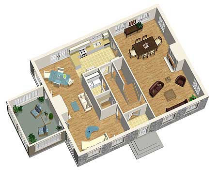 Plan 80724PM: Traditional Sttone Cottage with Sunroom - Floor Plan - Main Level - Cottage, Traditional