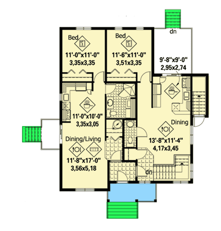 Plan 80733PM: Multi-Generational Bungalow House Plan - Floor Plan - Main Level