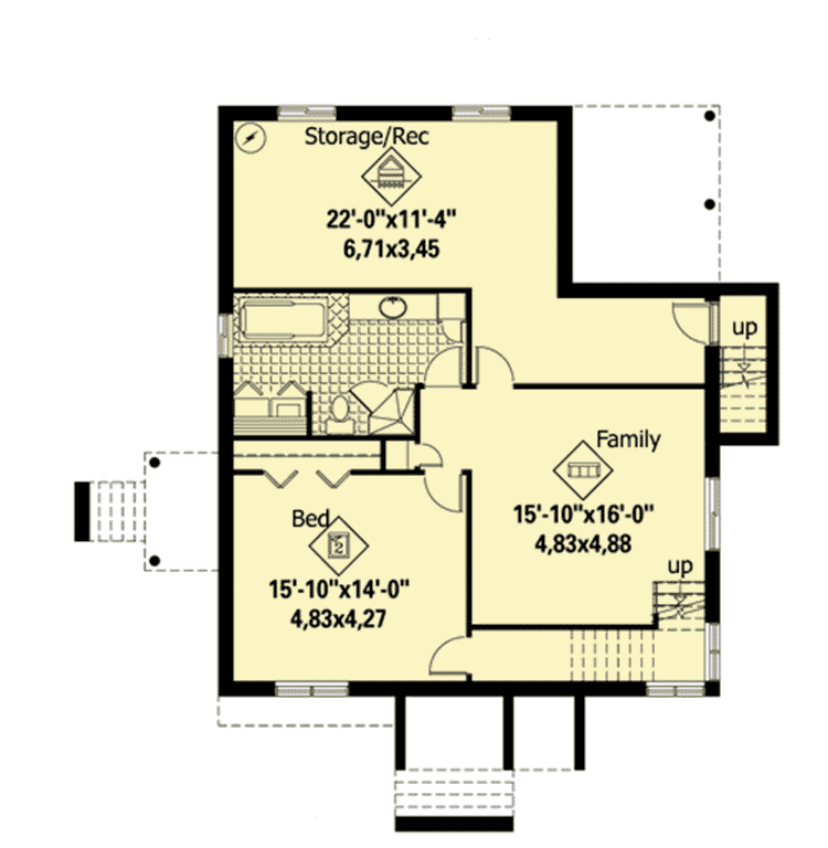 Plan 80733PM: Multi-Generational Bungalow House Plan - Floor Plan - Basement