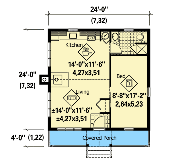 Plan 80734PM: Cottage Getaway - Floor Plan - Main Level - Cottage, Vacation