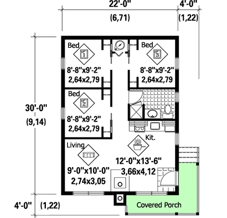 Plan 80736PM: Cottage for Narrow Lot - Floor Plan - Main Level - Cottage, Vacation