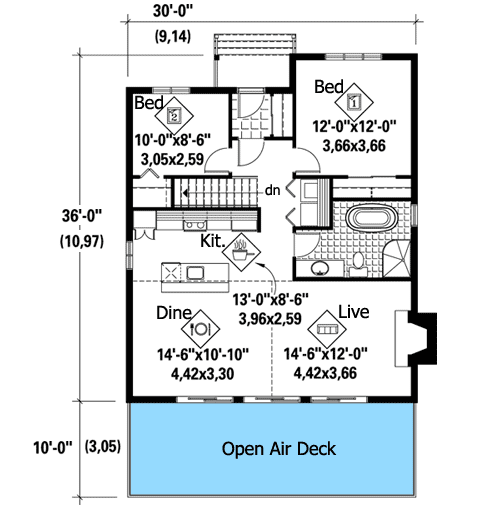 Plan 80738PM: Dramatic Window Wall - Floor Plan - Main Level - Mountain, Vacation