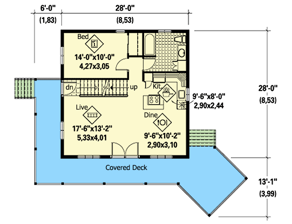 Plan 80739PM: What a Wraparound - Floor Plan - Main Level - Cottage, Country, Mountain, Vacation