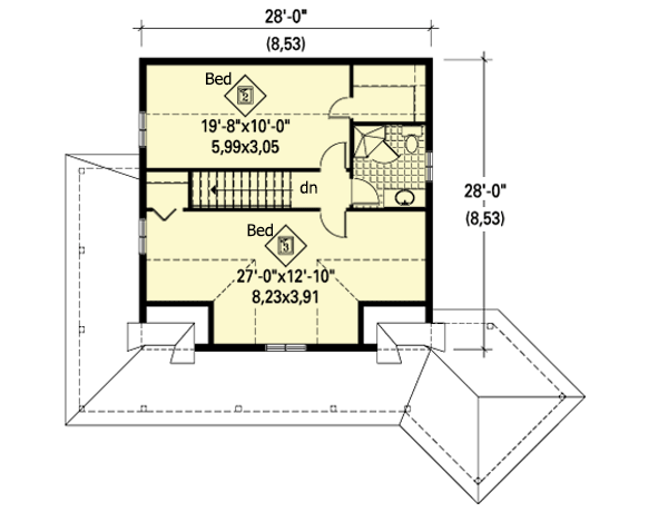Plan 80739PM: What a Wraparound - Floor Plan - 2nd Floor - Cottage, Country, Mountain, Vacation