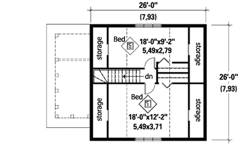 Plan 80741PM: Narrow Lot Cabin - Floor Plan - 2nd Floor - Cabin, Mountain, Rustic, Vacation