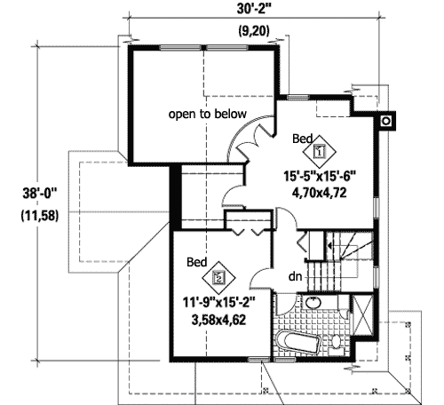 Plan 80745PM: Sloping Lot Beauty - Floor Plan - 2nd Floor - Country, Mountain, Vacation