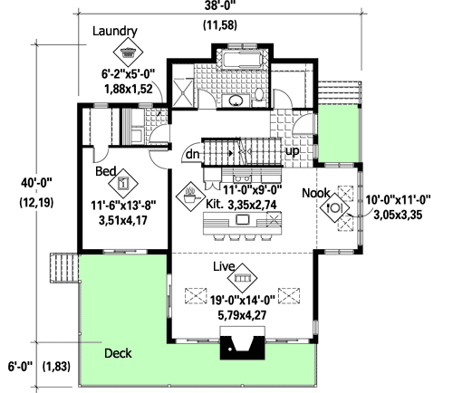 Plan 80748PM: 3-Bed Vacation House Plan with 2-Story Windows in Back - Floor Plan - Main Level - Contemporary, Mountain, Vacation