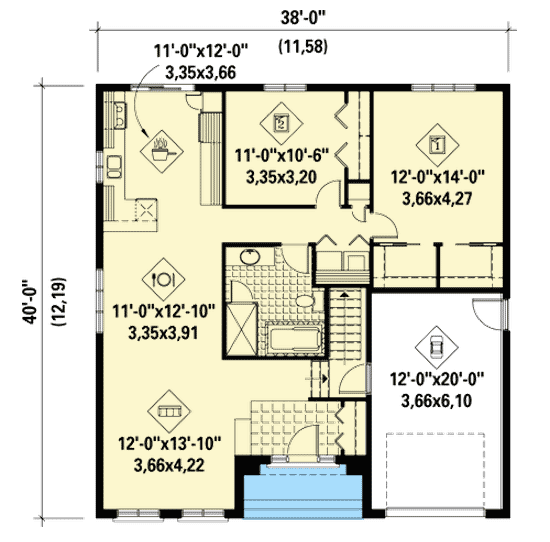 Plan 80759PM: Compact Home for Narrow Lot - Floor Plan - Main Level - Northwest, Southern