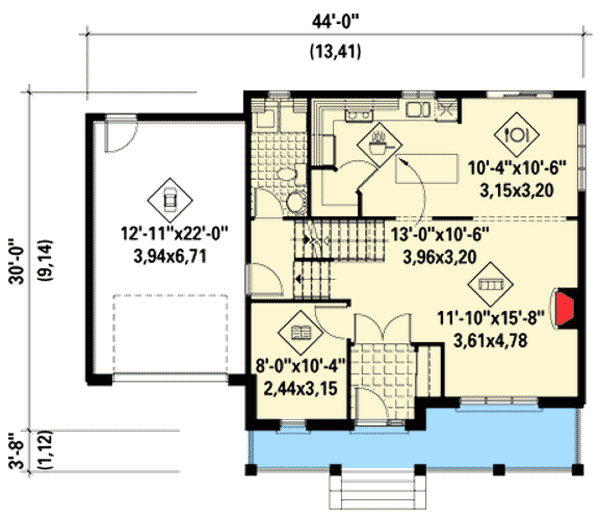 Plan 80769PM: Prairie Styling - Floor Plan - Main Level - Northwest, Prairie