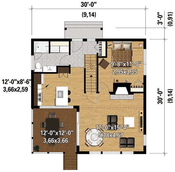Plan 80773PM: Contemporary Plan with Second Floor Deck - Floor Plan - Main Level - Contemporary, Vacation