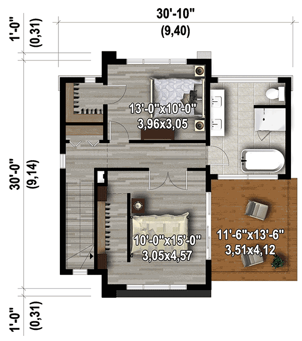 Plan 80776PM: Contemporary House Plan with Master Deck - Floor Plan - 2nd Floor - Contemporary, Modern