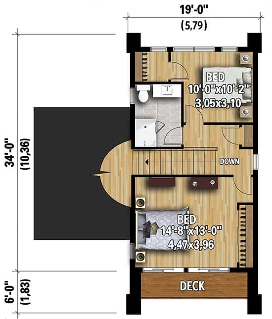 Plan 80777PM: Narrow Lot Contemporary House Plan - Floor Plan - 2nd Floor - Contemporary, Modern