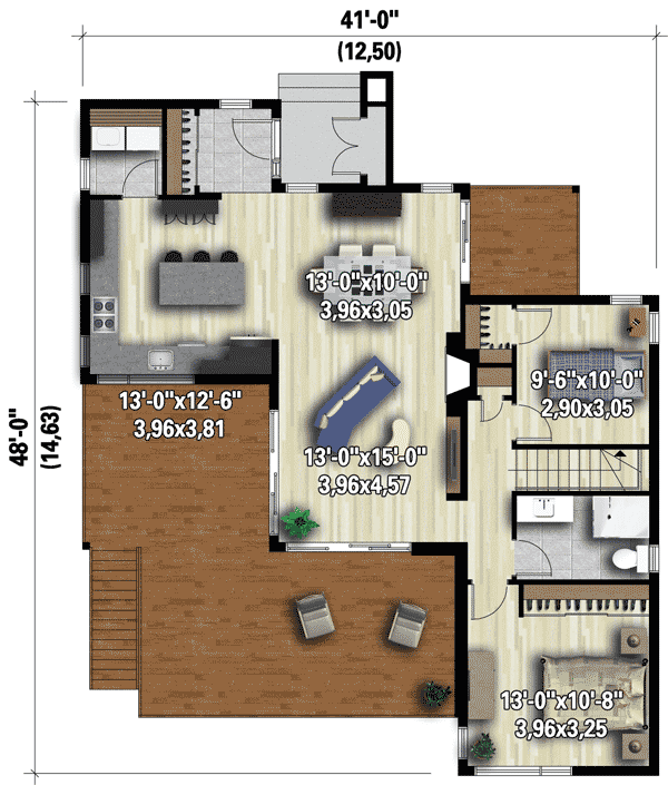 Plan 80778PM: Contemporary Vacation Getaway - Floor Plan - Main Level - Contemporary, Mid Century Modern, Modern, Mountain, Vacation