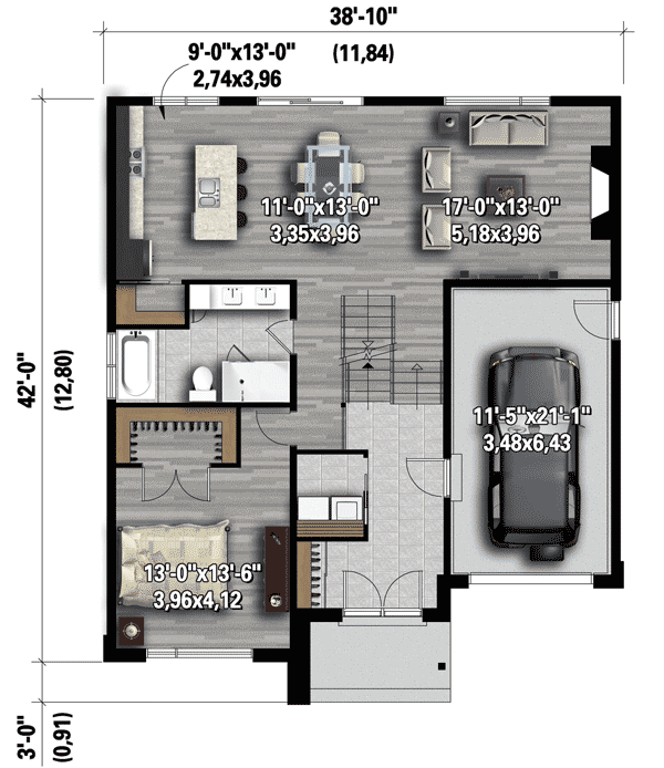 Plan 80779PM: Split-Level Contemporary House Plan - Floor Plan - Main Level - Contemporary, Modern