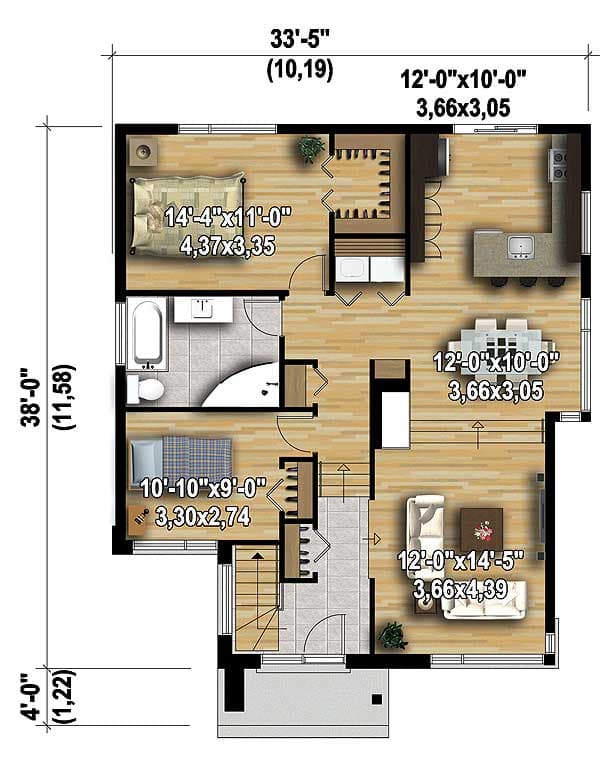 Plan 80792PM: Two Bedroom Modern House Plan - Floor Plan - Main Level - Contemporary, Modern