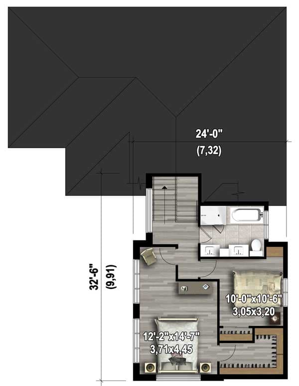 Plan 80800PM: Attractive 3 Bed Contemporary House Plan - Floor Plan - 2nd Floor - Contemporary