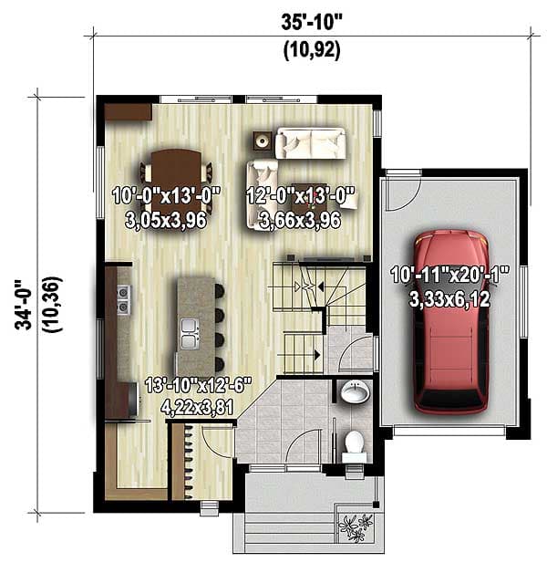 Plan 80804PM: Split Level Contemporary House Plan - Floor Plan - Main Level - Contemporary, Modern