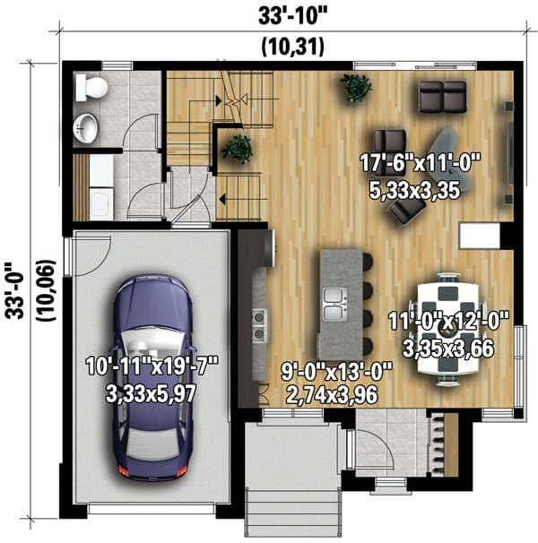 Plan 80806PM: Two-Story Contemporary House Plan - Floor Plan - Main Level - Contemporary, Modern