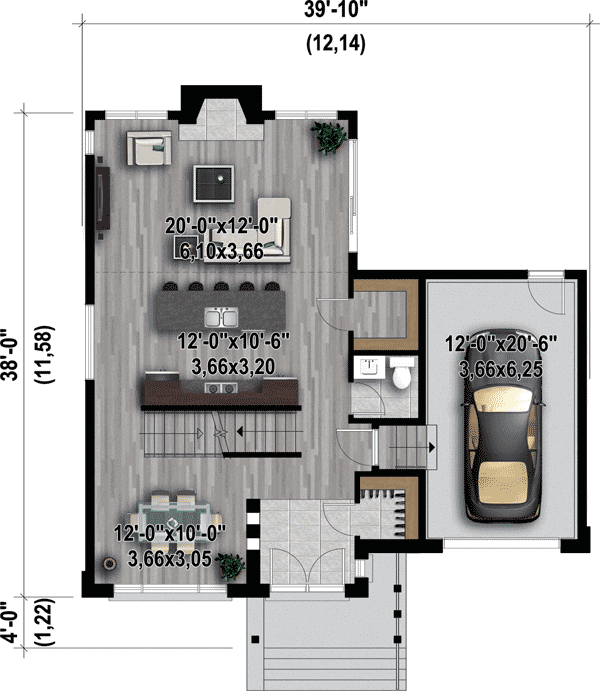 Plan 80807PM: Narrow Lot Contemporary House Plan - Floor Plan - Main Level - Contemporary, Modern