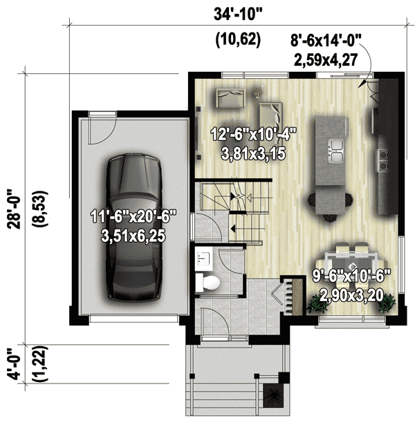 Plan 80808PM: 3 Bed Modern with Open Floor Plan - Floor Plan - Main Level - Modern, Northwest