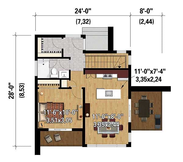 Plan 80816PM: Modern Getaway for a Front-Sloping Lot - Floor Plan - Main Level - Contemporary, Modern, Vacation
