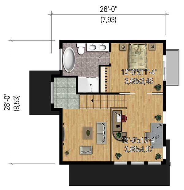 Plan 80818PM: Compact Vacation House Plan - Floor Plan - 2nd Floor - Modern, Mountain, Vacation