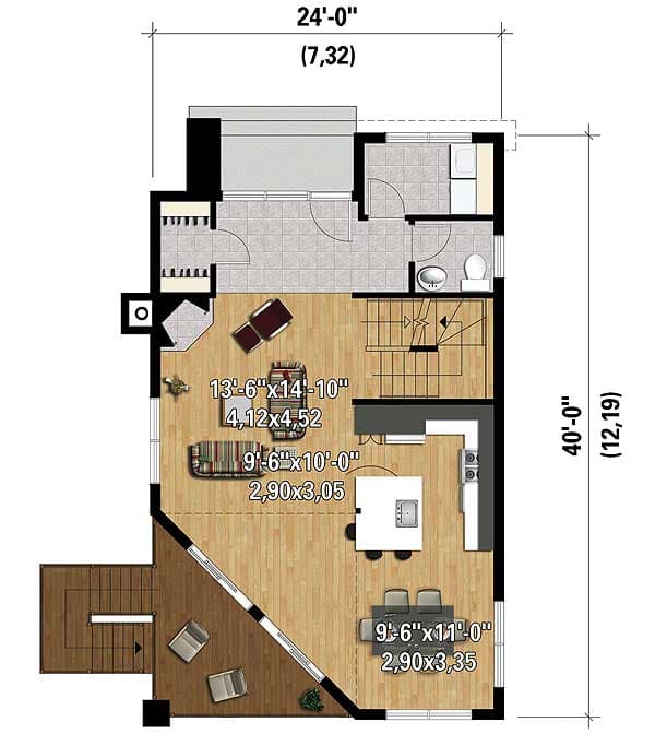 Plan 80822PM: Two Bedroom Contemporary House Plan - Floor Plan - Main Level - Coastal, Contemporary, Mountain, Vacation