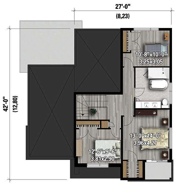 Plan 80823PM: Contemporary with Family Room Plus Living Room - Floor Plan - 2nd Floor - Contemporary, Modern