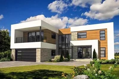 4 Bed Modern House Plan with Master Deck