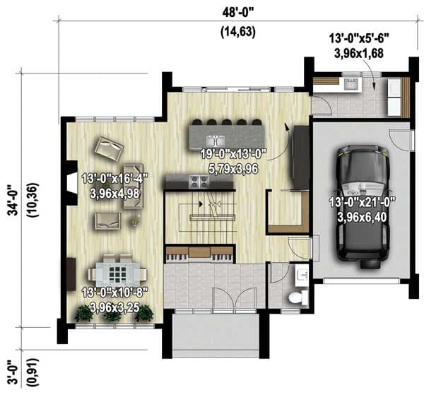 Plan 80829PM: Two-Story Modern House Plan - Floor Plan - Main Level - Contemporary, Modern