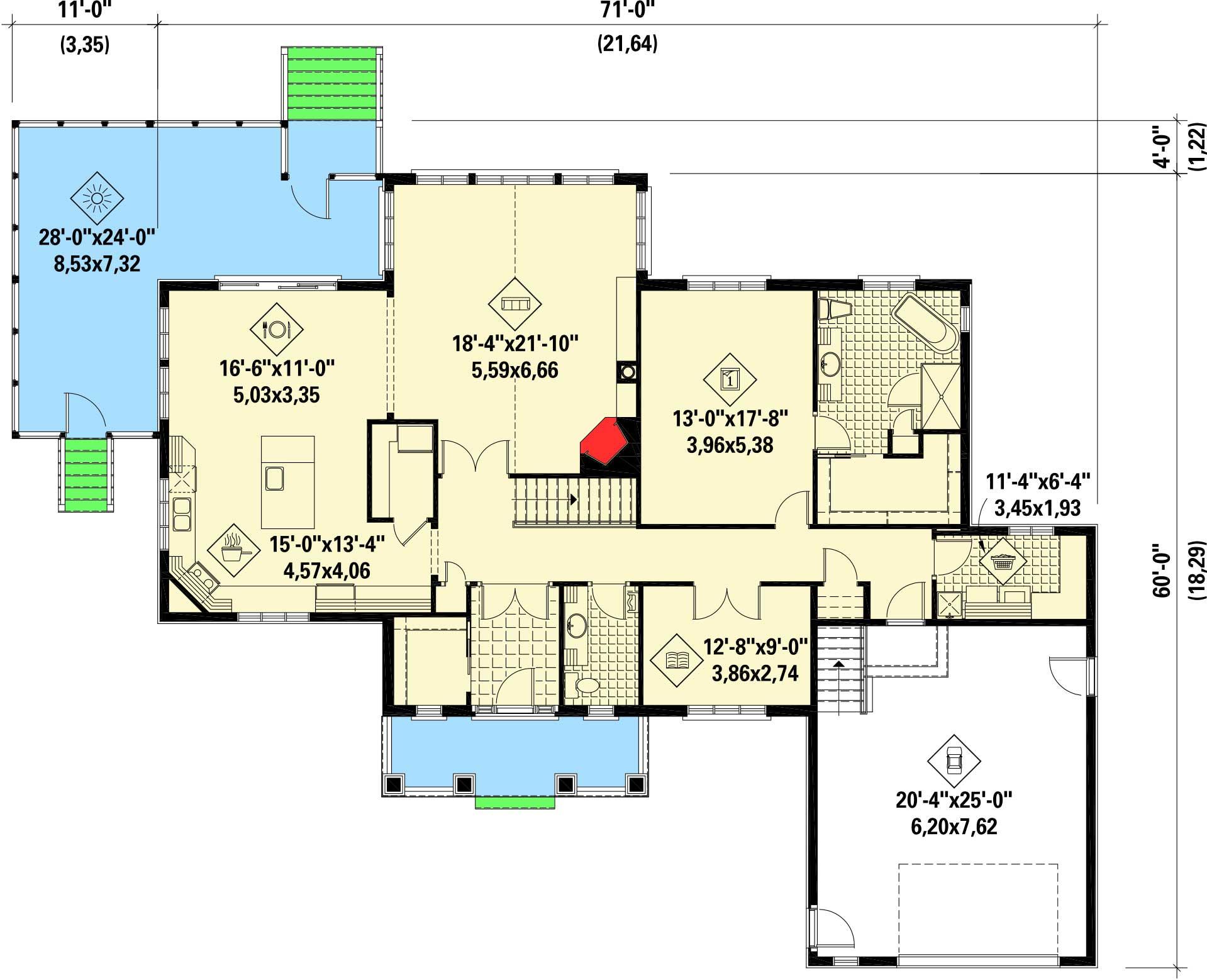 Plan 80834PM: Good-Looking Ranch Home with Finished Lower Level - Floor Plan - Main Level - Ranch, Traditional