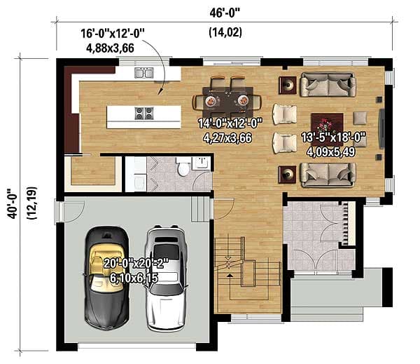 Plan 80851PM: Two-Story Contemporary House Plan - Floor Plan - Main Level - Contemporary, Modern