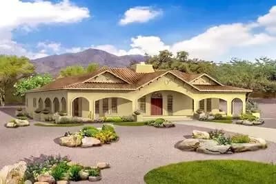 Open Courtyard Dream Home Plan