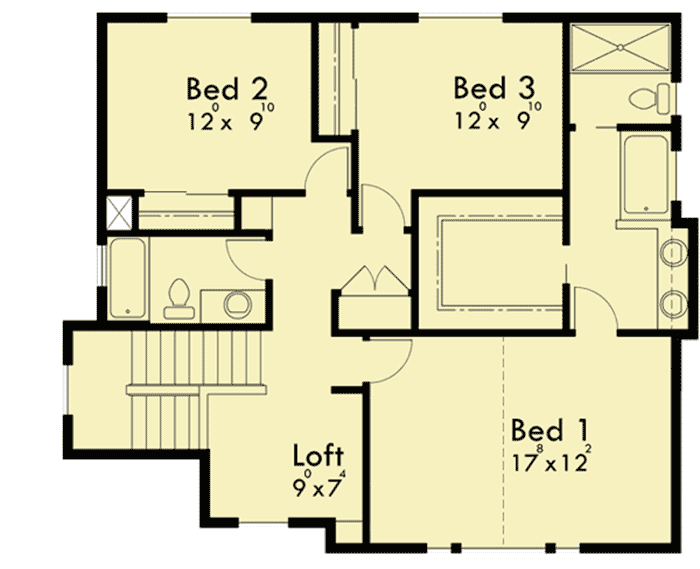 Plan 8148LB: 4-Bedroom Craftsman House Plan with Office and Plenty of Outdoor Space  - Floor Plan - Second Level - Craftsman, Northwest