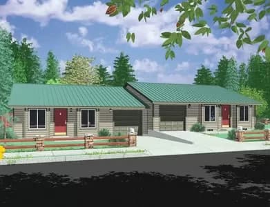 Side-By-Side Duplex House Plan with 2 Bed 2 Bath Units - 1172 Sq Ft Each